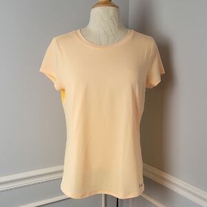 UNDER ARMOUR Yellow Fitted Heat Gear Run Activewear Short Sleeve Mesh Back Shirt